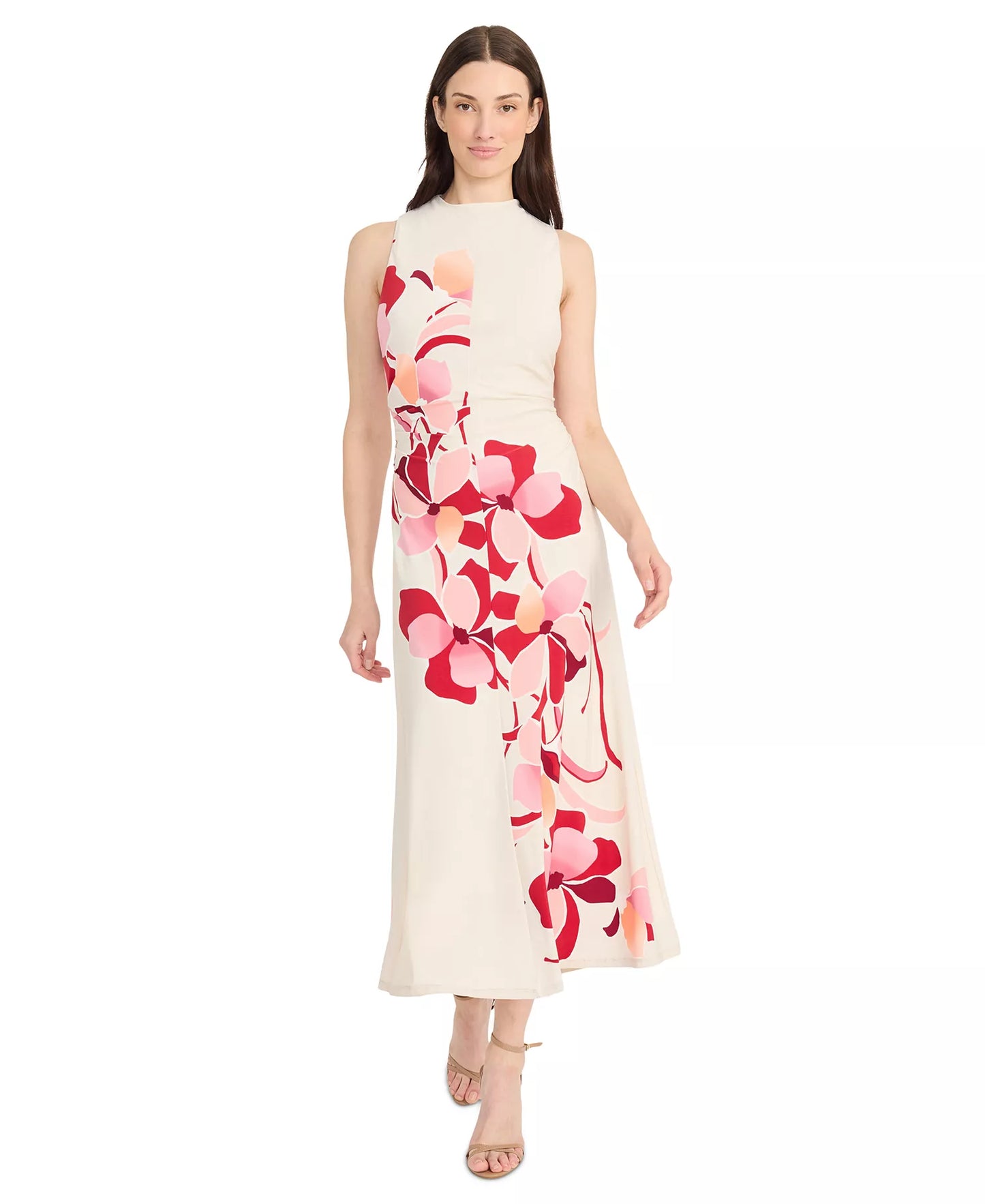 Floral-Print Sleeveless Dress Cream / Rose - Maggy London
