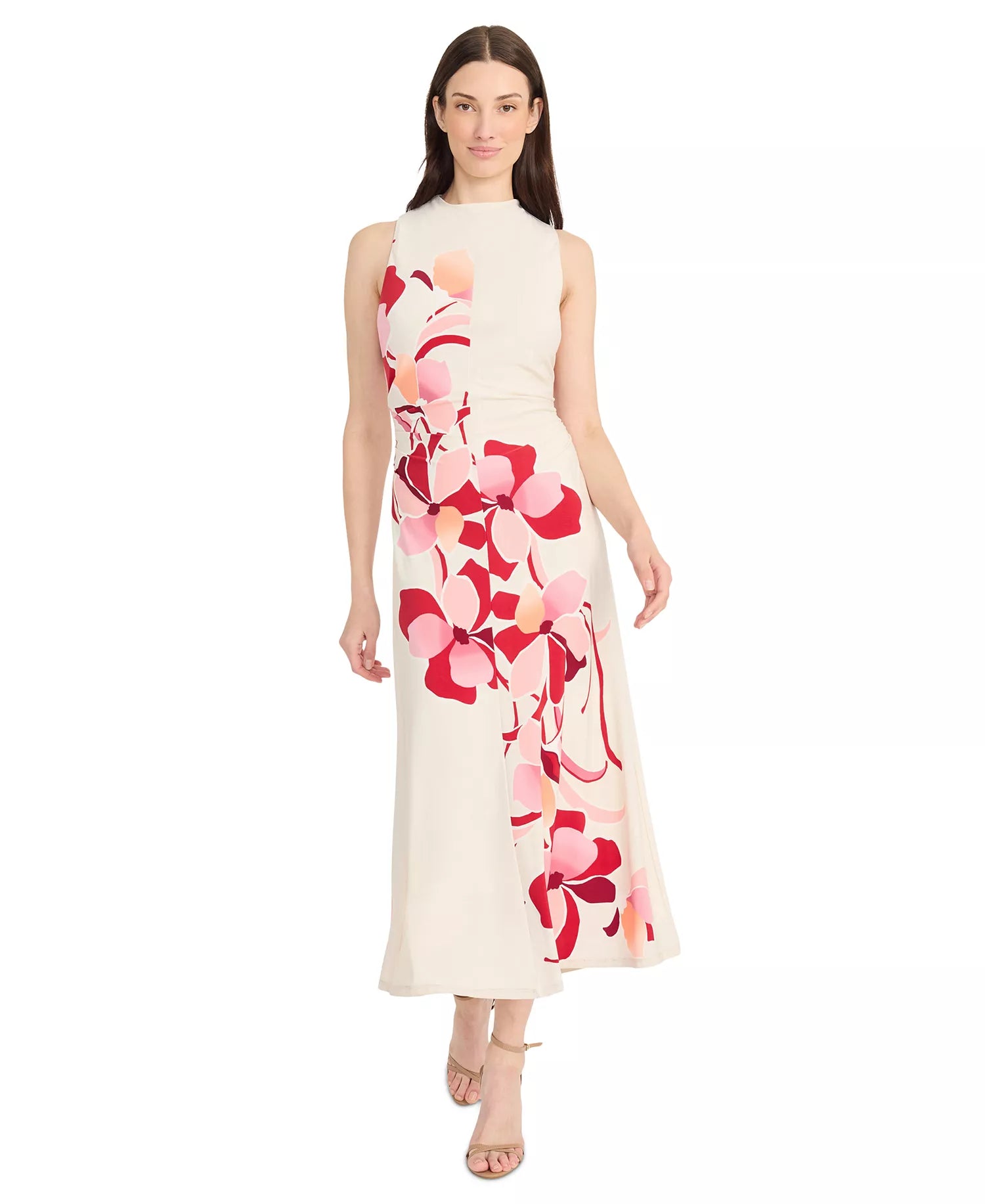 Floral-Print Sleeveless Dress Cream / Rose - Maggy London