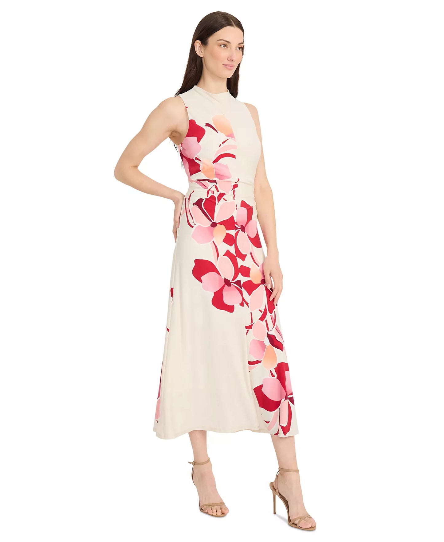 Floral-Print Sleeveless Dress Cream / Rose - Maggy London