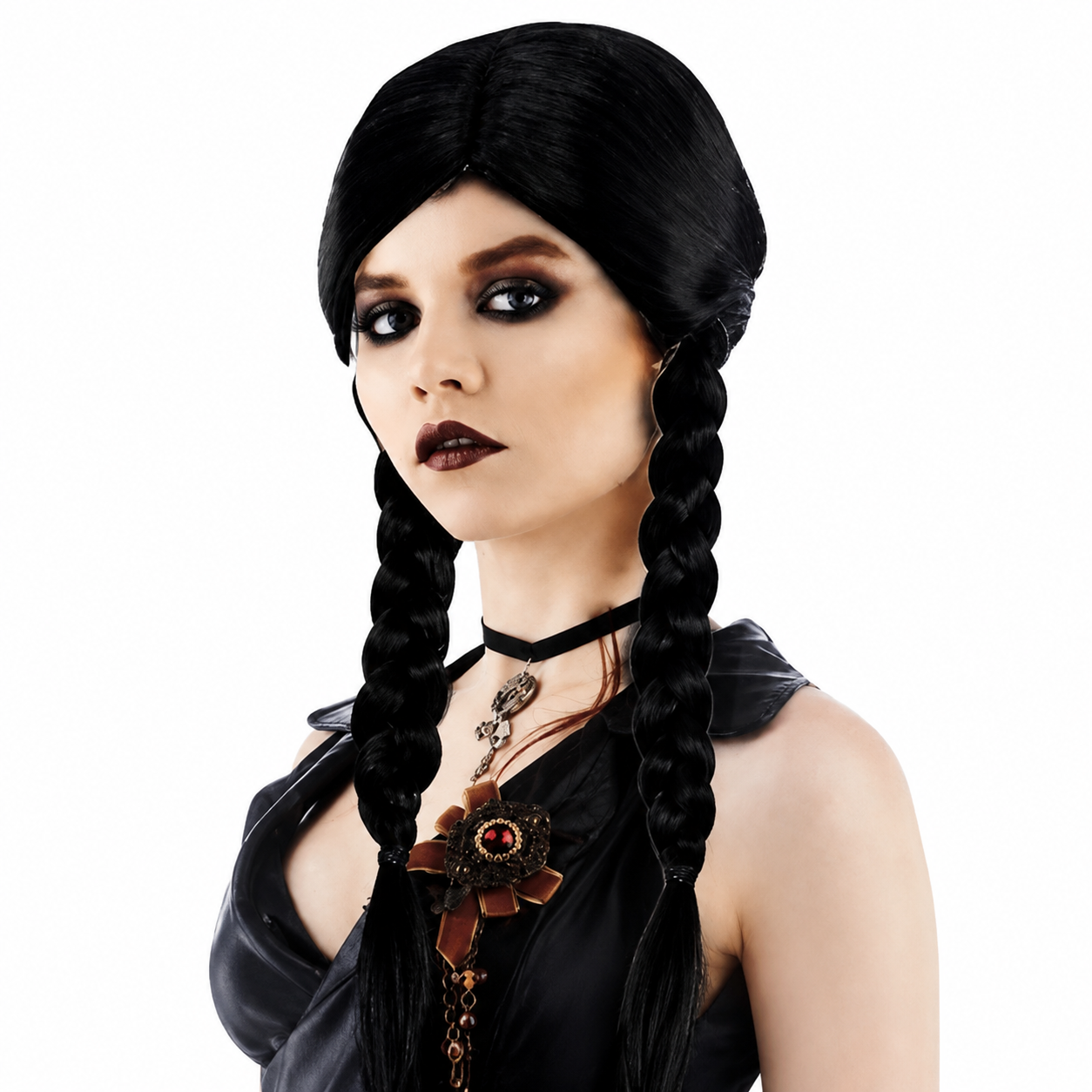 Goth Girl Braided Pigtail Wig