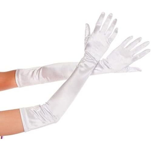 Guantes de satén blancos