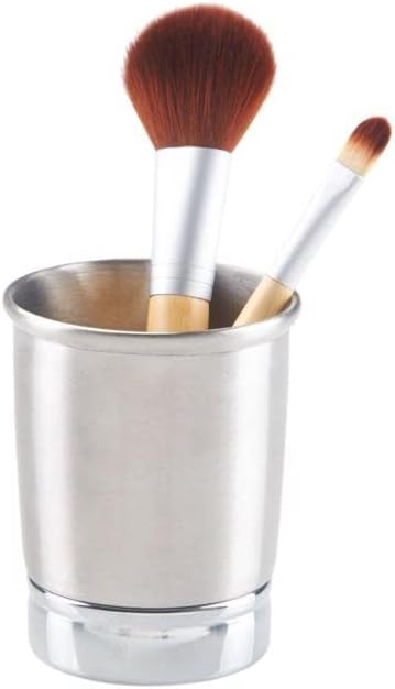 York Bathroom Tumbler: Brushed Stainless Steel/Chrome