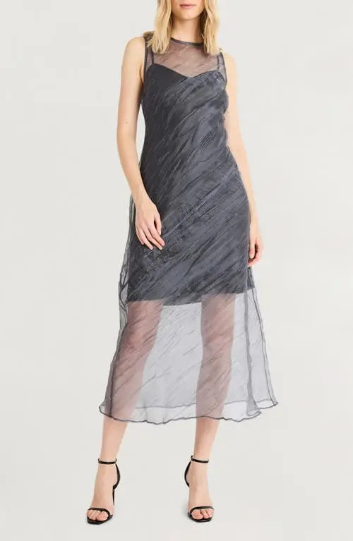 2-piece organza slipdress Grey  - Maggy London