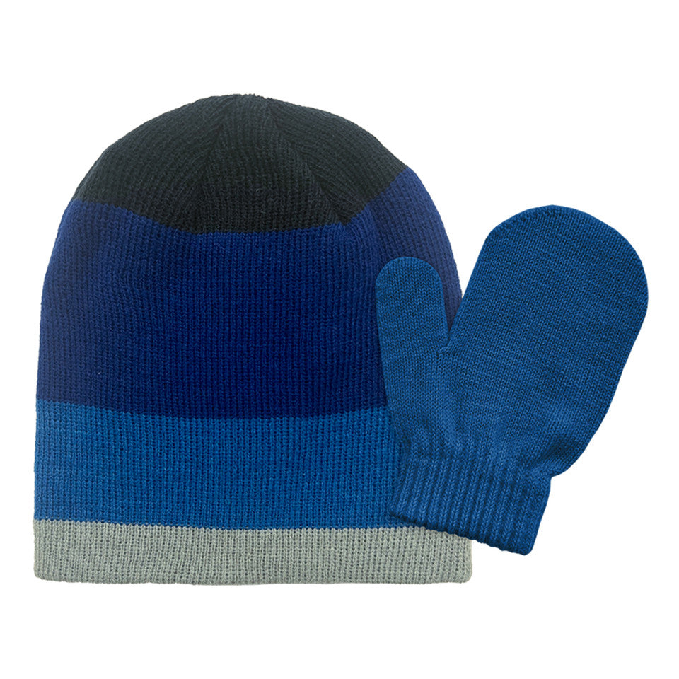 BOYS ACRYLIC STRIPED SETS 2-4 BLUE