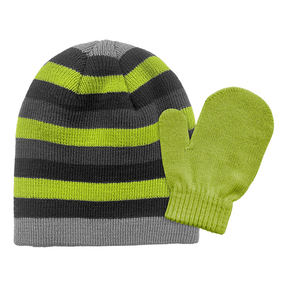 BOYS ACRYLIC STRIPED SETS 2-4 GREEN