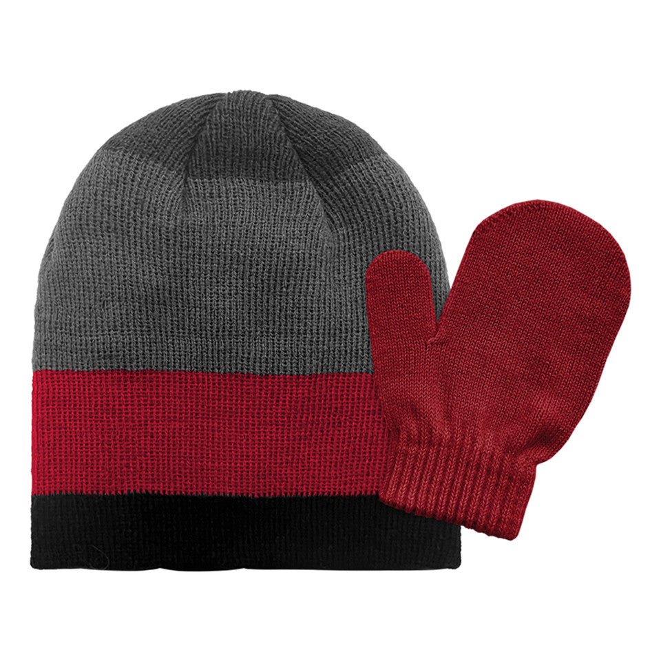 BOYS ACRYLIC STRIPED SETS 2-4 RED