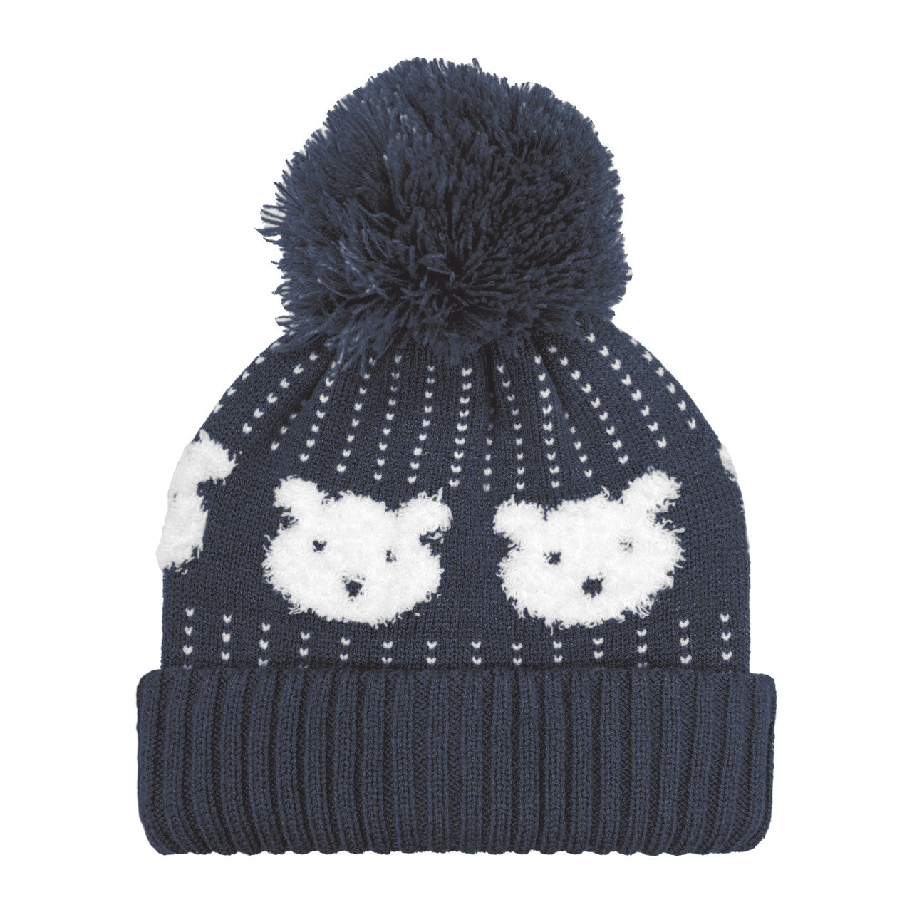 TODDLER BOYS BEAR FACES BEANIE NAVY