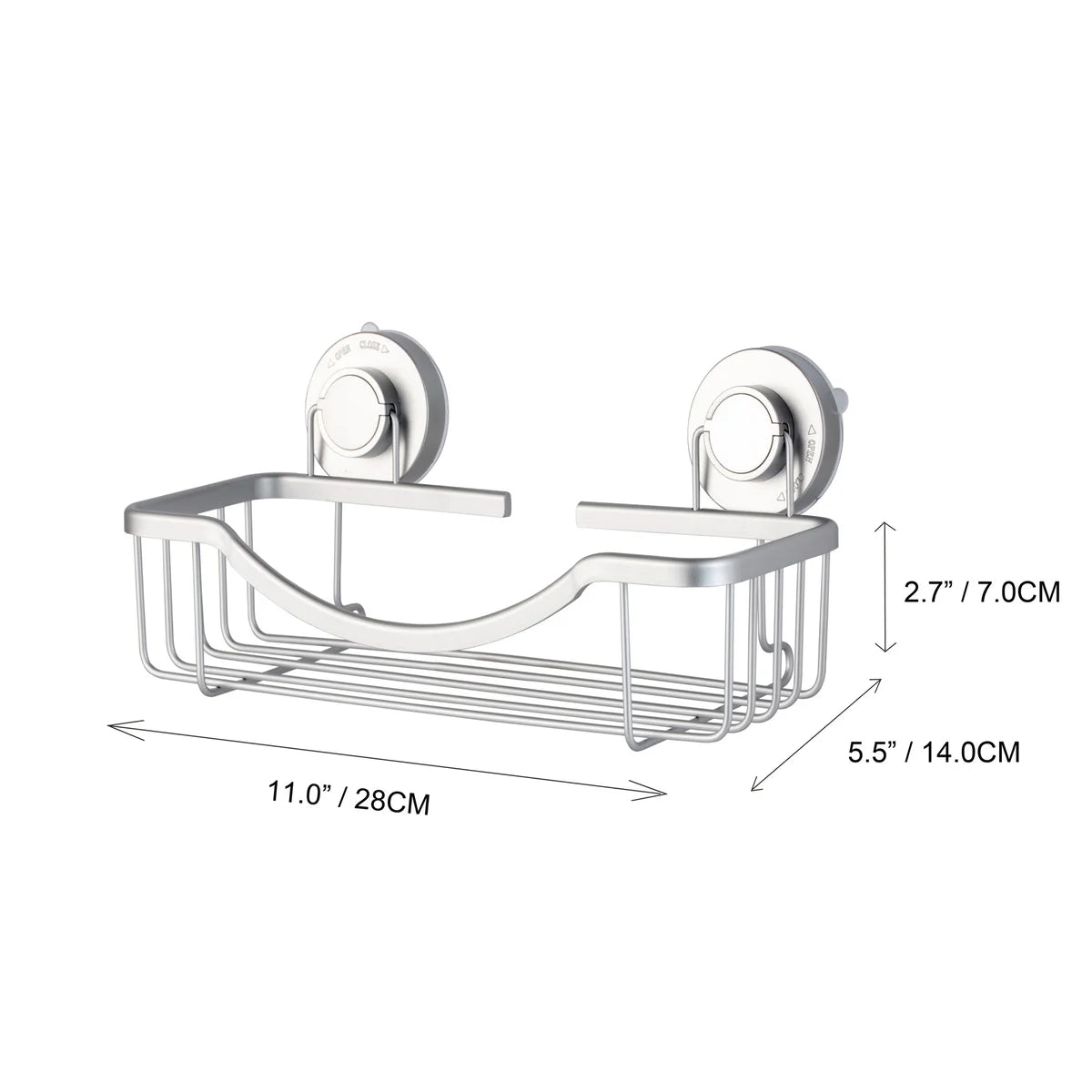 Silver - Aluminum Shower Shelf with Turn-n-Lock