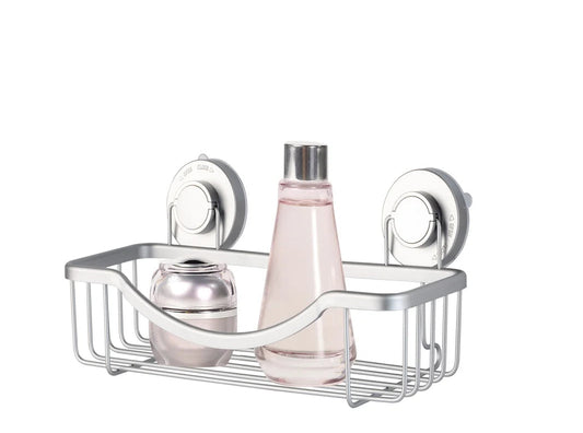 Silver - Aluminum Shower Shelf with Turn-n-Lock