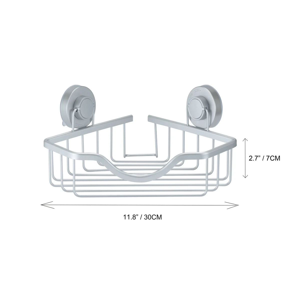Silver - Aluminum Shower Corner Shelf with Turn-n-Lock