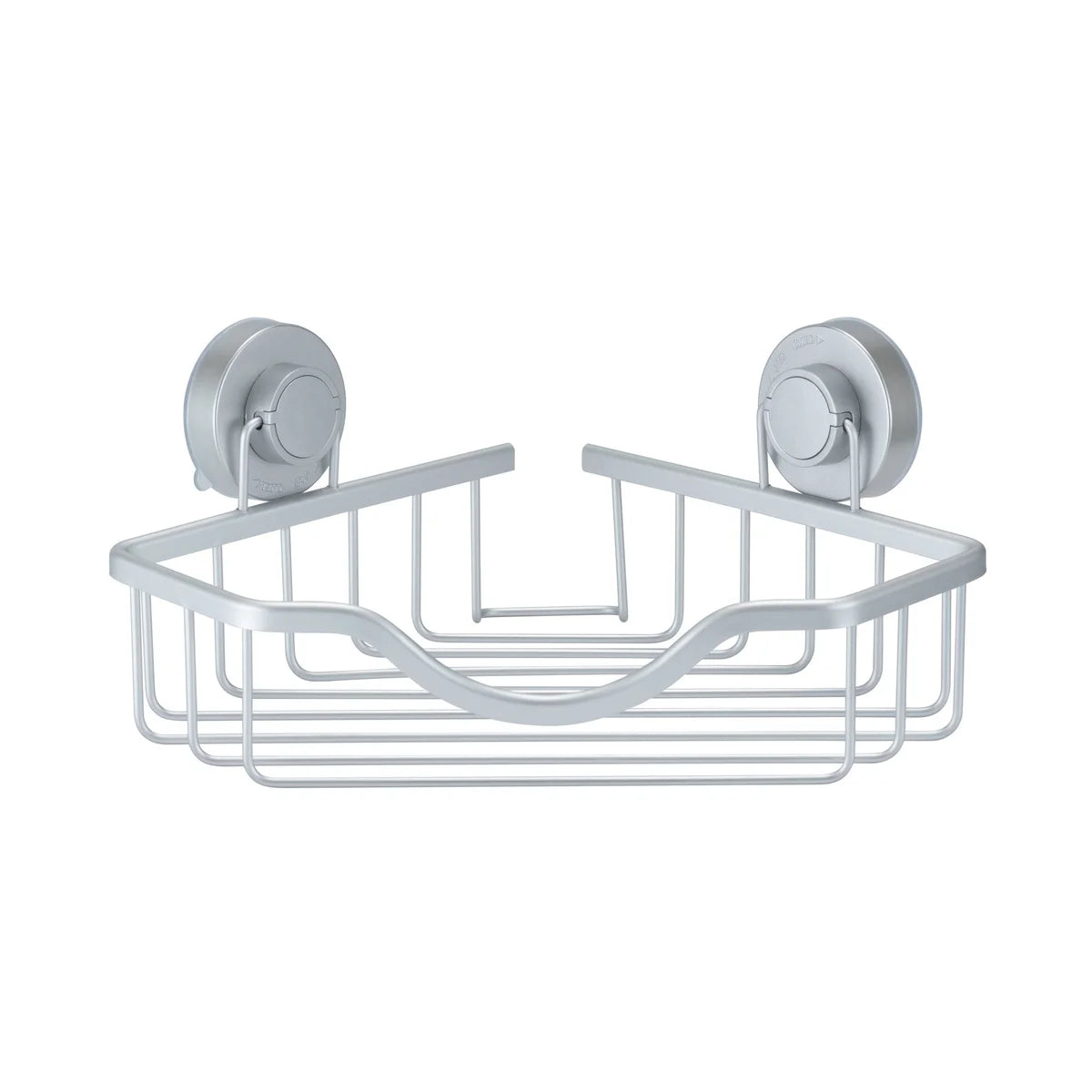 Silver - Aluminum Shower Corner Shelf with Turn-n-Lock