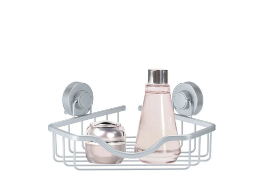 Silver - Aluminum Shower Corner Shelf with Turn-n-Lock