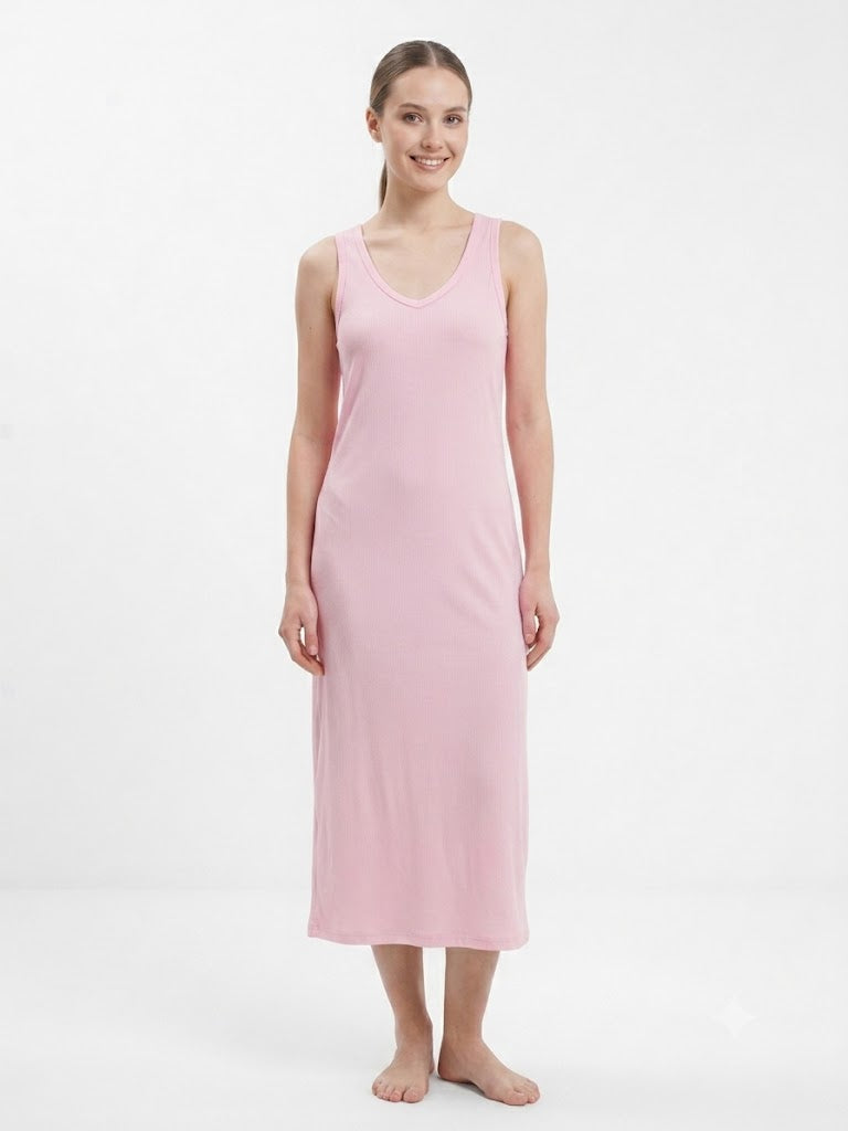 Ladies 2PC S/S Notch Top / Long Pant Pj Set PINK