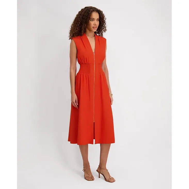 Sleeveless V-Neck Zip-Front Maxi Dress Terracotta - Kensie