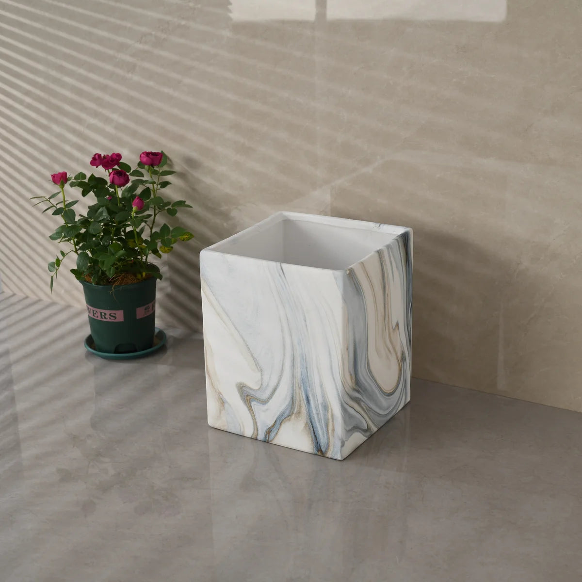 7PC Set Blue Marble Grain Bathroom Accessories