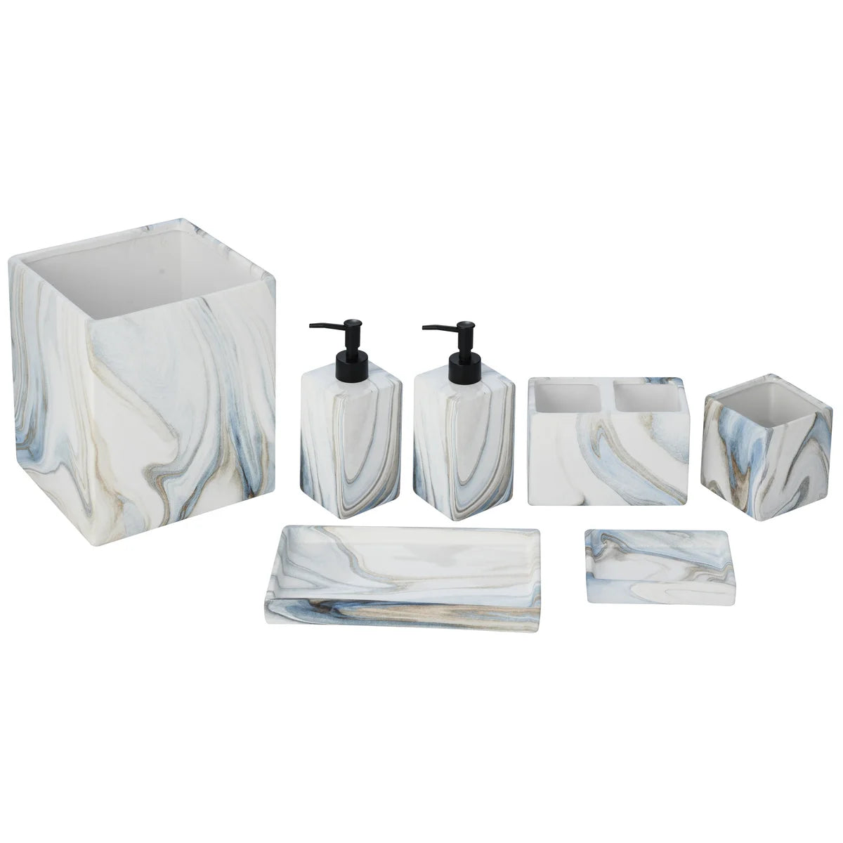 7PC Set Blue Marble Grain Bathroom Accessories