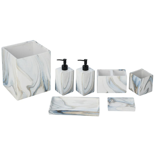 7PC Set Blue Marble Grain Bathroom Accessories