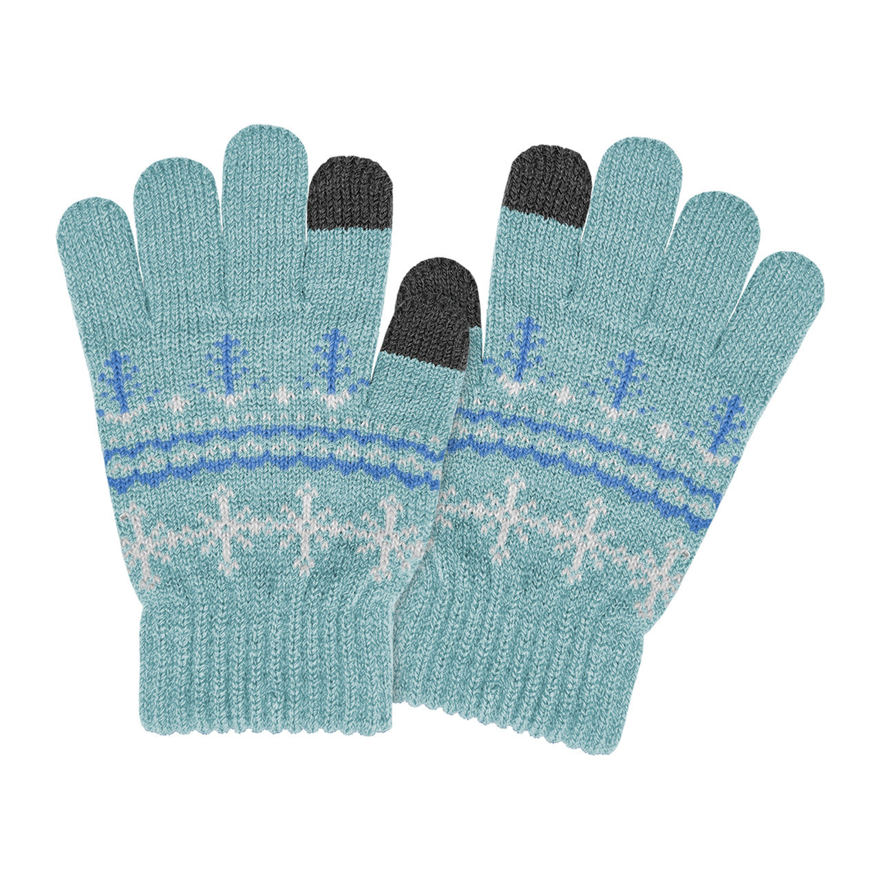 GIRLS SNOWFLAKE TOUCH SCREEN ACRYLIC GLOVE BLUE