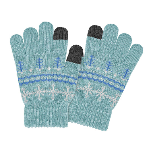GIRLS SNOWFLAKE TOUCH SCREEN ACRYLIC GLOVE BLUE