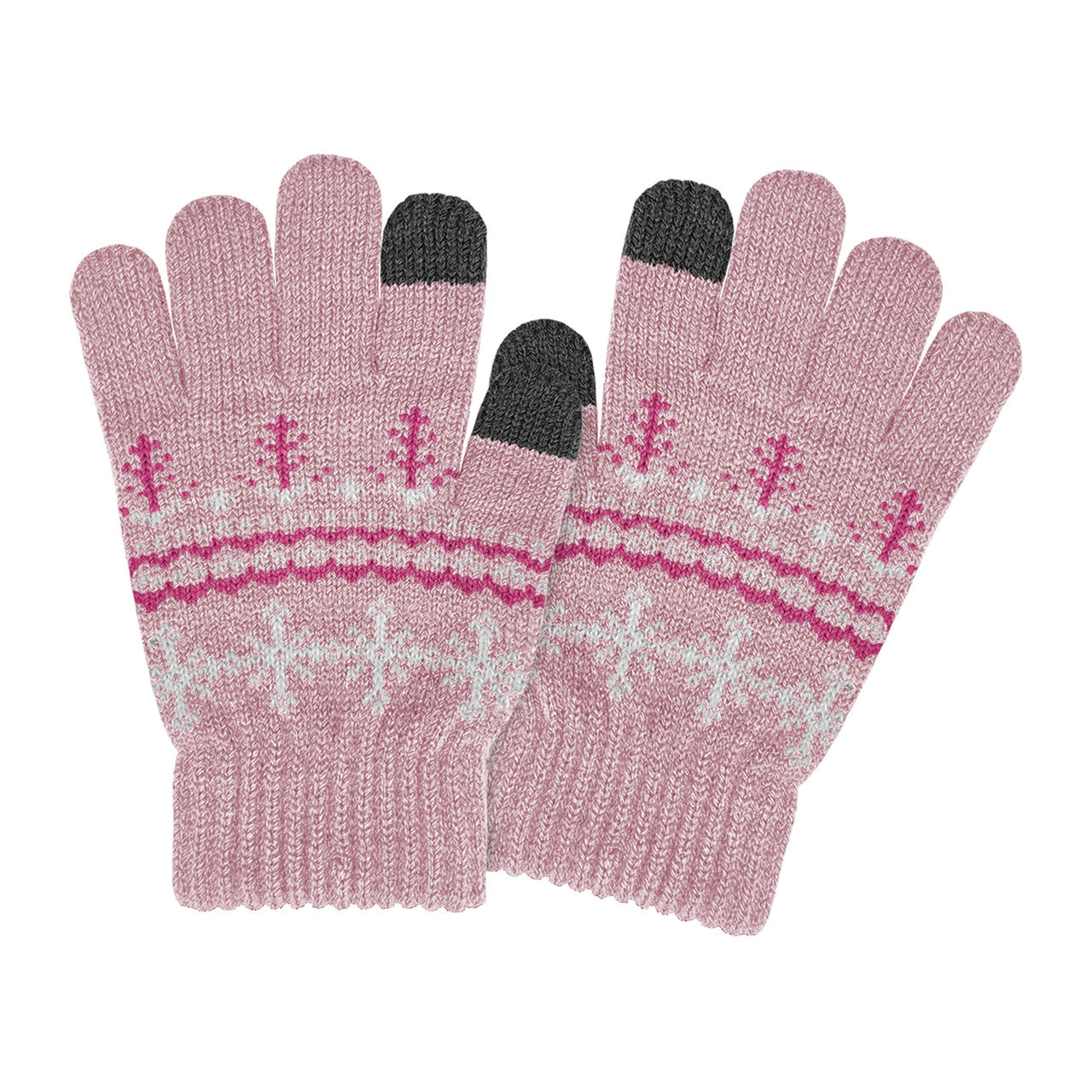 GIRLS SNOWFLAKE TOUCH SCREEN ACRYLIC GLOVE PINK