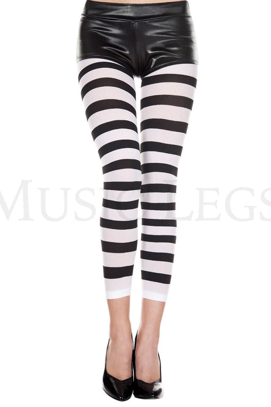Wide stripe opaque leggings