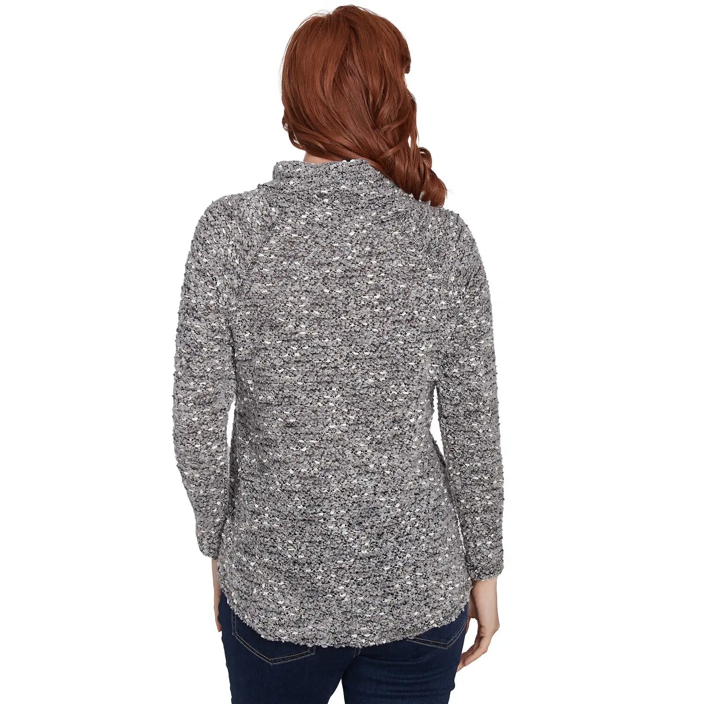 Cowl Neck Cozy Boucle Knit Top Black - Ruby Rd