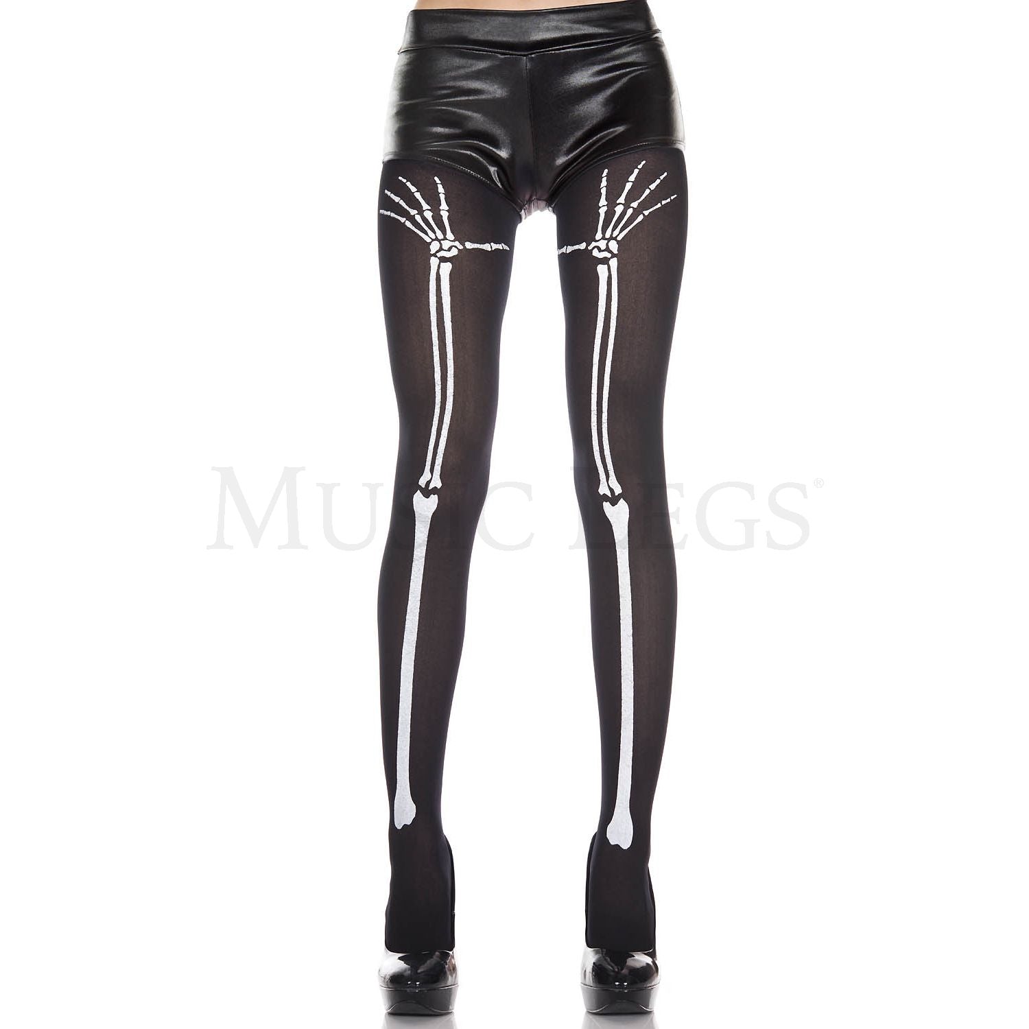 Skeleton hand tights White/Black