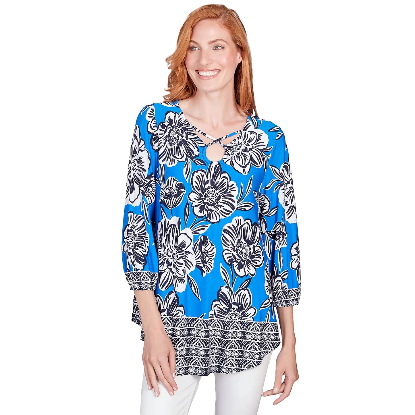 Crisscross Scoop Neck Floral Top - Ruby Rd