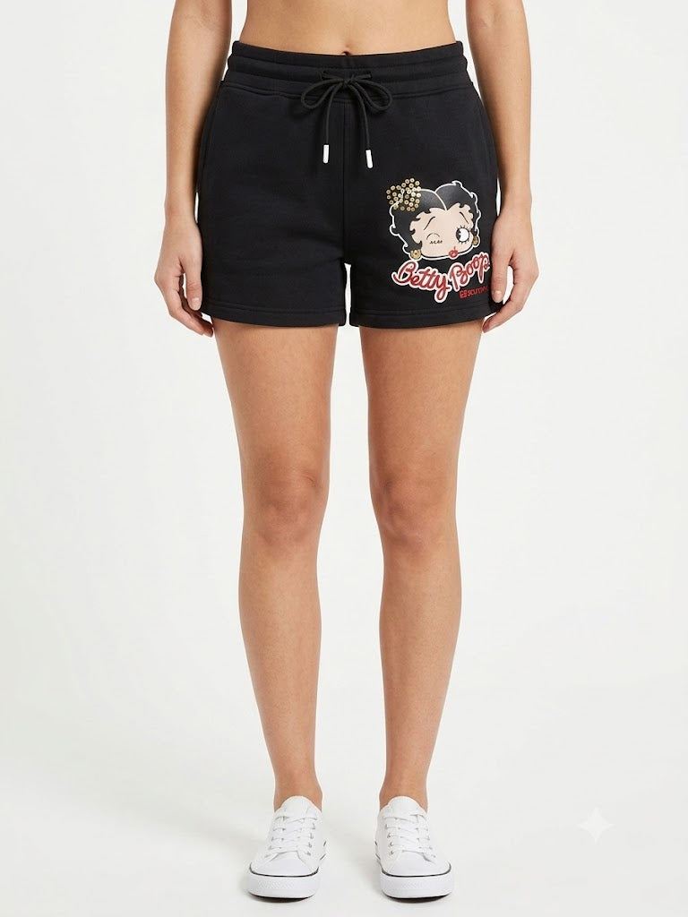 Betty Boop Fleece Shorts Black