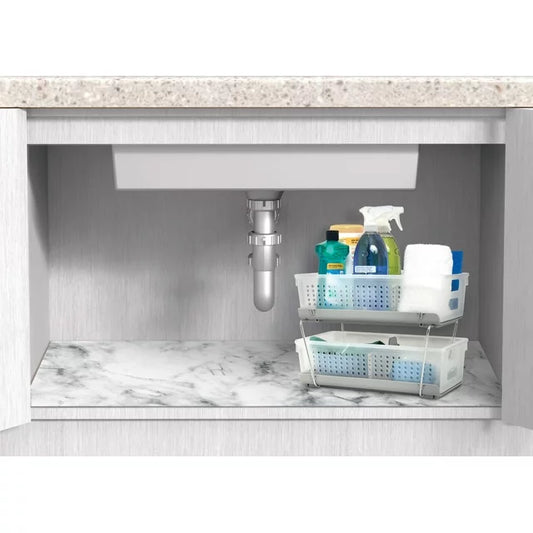 Under Sink Mat Classic Marble Gray -Horizontal Roll  24 in. x 48 in
