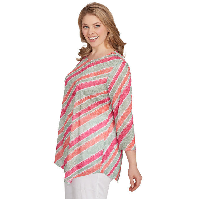 Plus Bias Stripe Beaded Top   - Ruby Rd