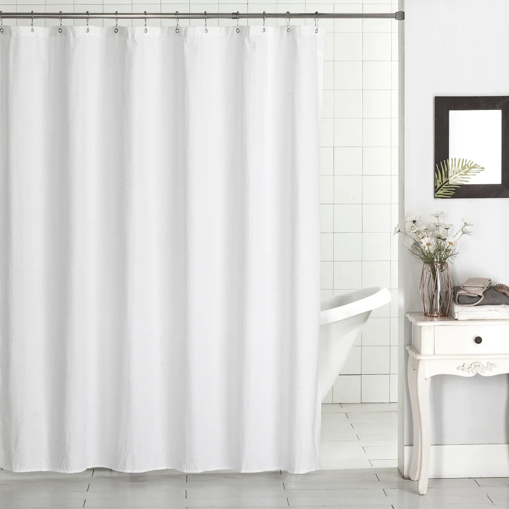 White Dot Soft Embossed Shower Fabric Curtain