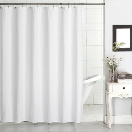 White Dot Soft Embossed Shower Fabric Curtain