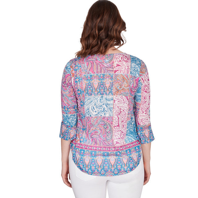Shangri-La Patchwork Top Mediterranean Blue  - Ruby Rd