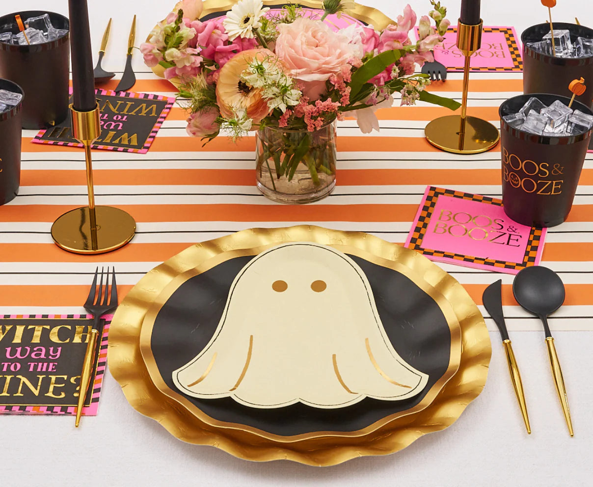 Boo Bold  Die Cut Salad Plate 9" - Ghost - Gold Foil