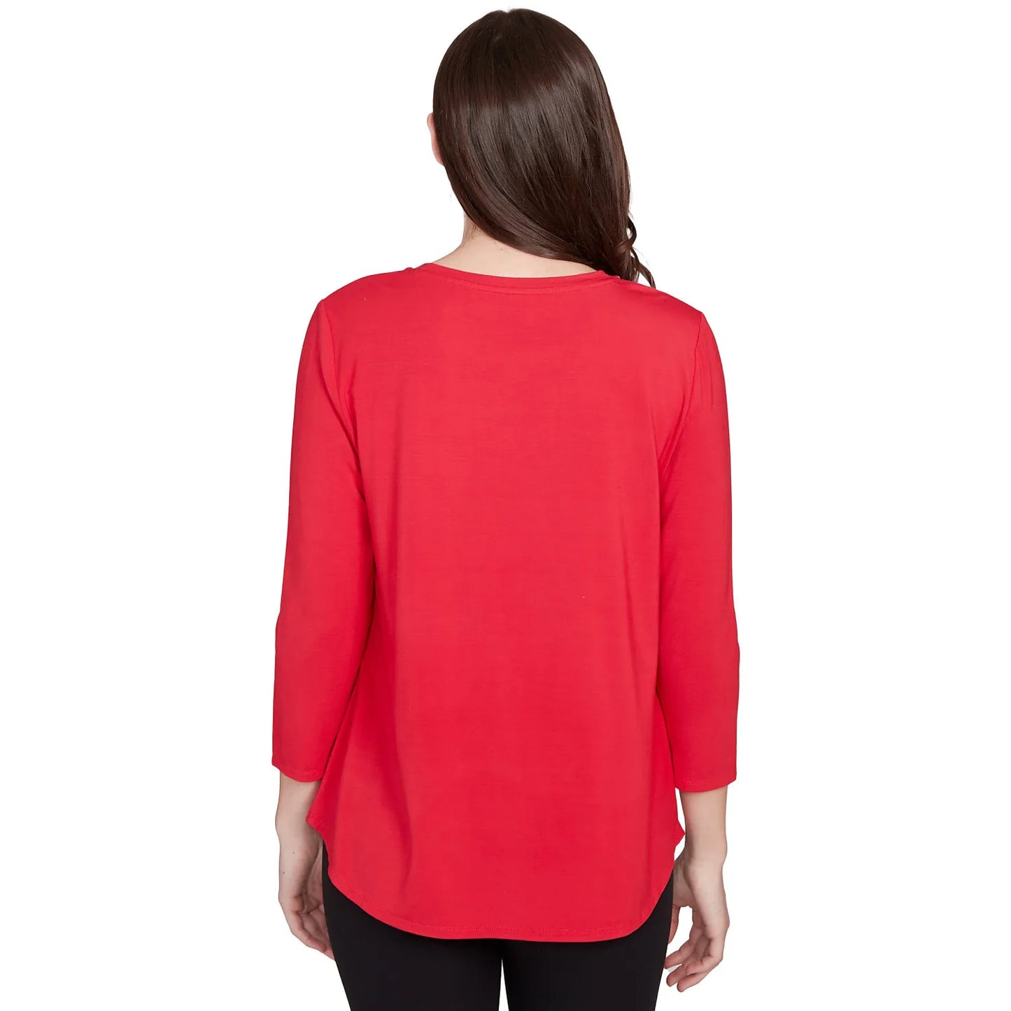 Embellished Scoop Neck Solid Knit Top Cherry - Ruby Rd