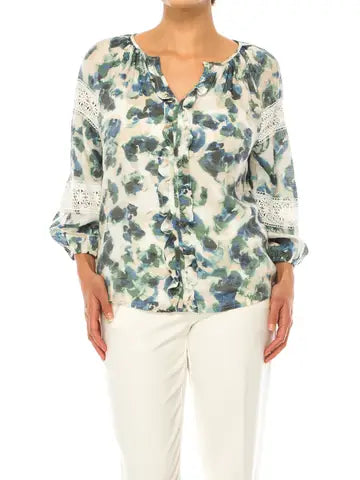 Blouse Coconut/Blue Multi - Zac & Rachel