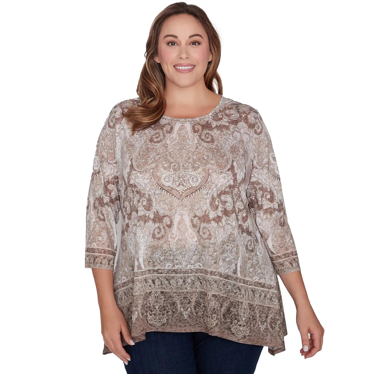 Plus  Bohemian Beaded Knit Top Taffy Multi - Ruby Rd