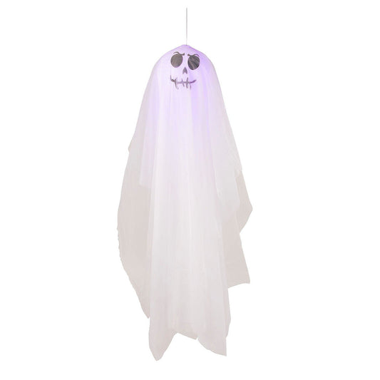 6.5FT White Light-Up Smiling Ghost Hanging