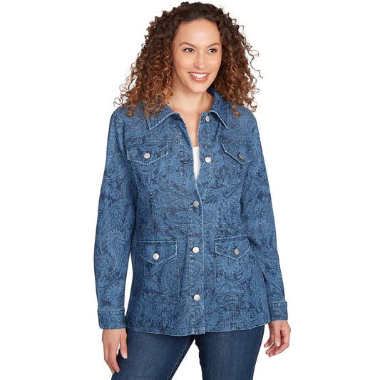 Paisley Stretch Denim Utility Jacket - Ruby Rd