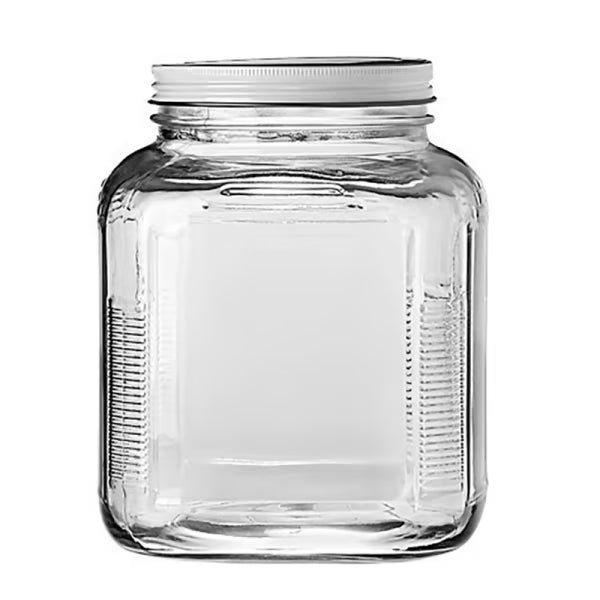 1 gal. Cracker Jar with/Brushed Metal Lid Clear