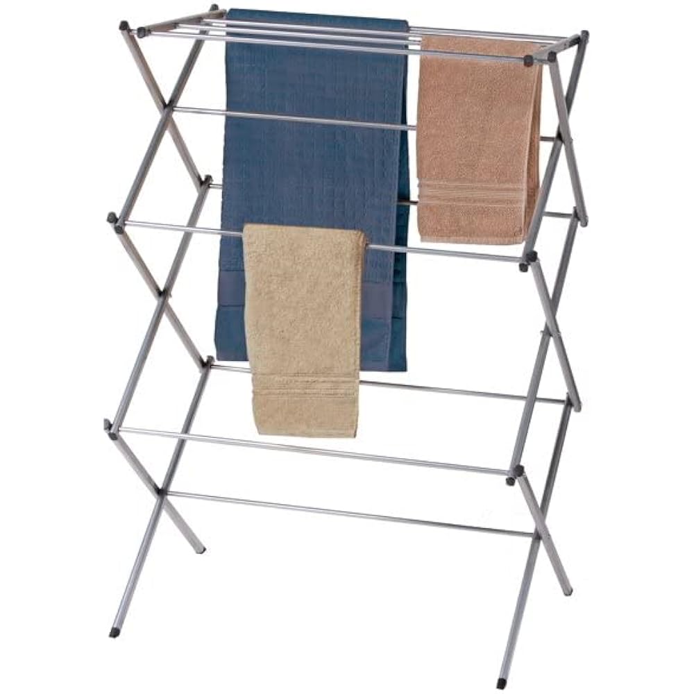Silver- 3 Tier Top Shelf Folding Drying Rack