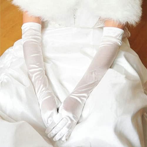 Guantes de satén blancos