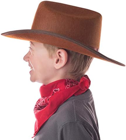 Jr. Cowboy Hat (Brown) w/ Tan Rodeo Cowboy Logo & Red Bandanna