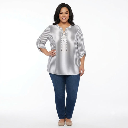 Blusa a rayas Blancas/Grises Ruby Rd X