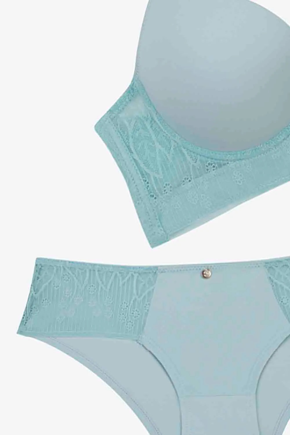 Three-piece microfiber and lace set, assorted colors