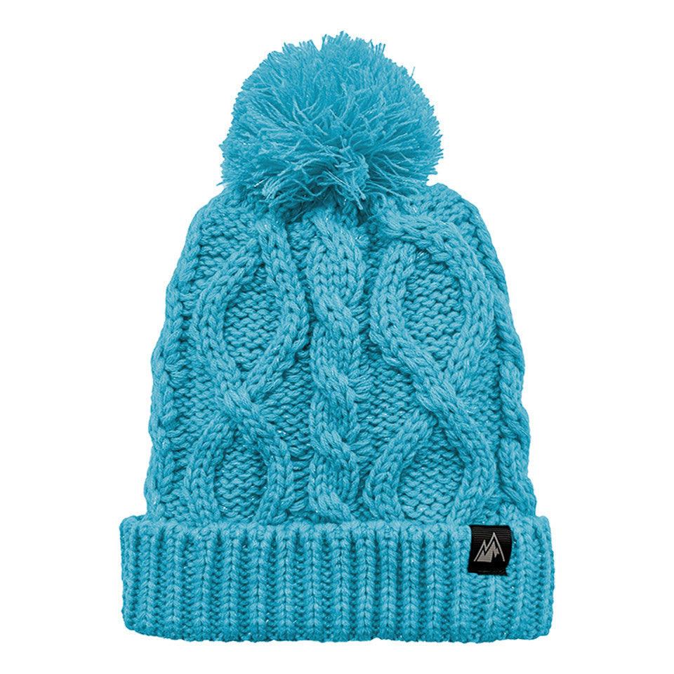SPARKLE CABLE CUFF HAT AQUA