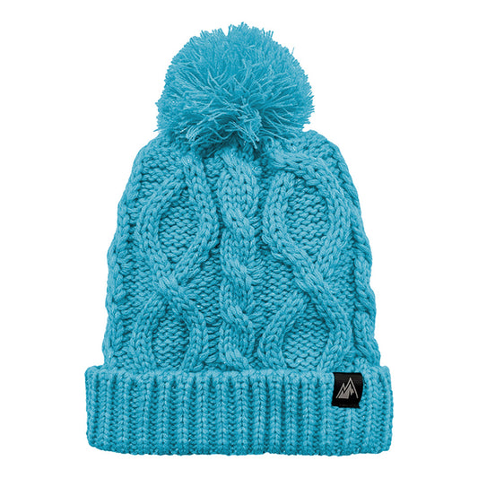 SPARKLE CABLE CUFF HAT AQUA