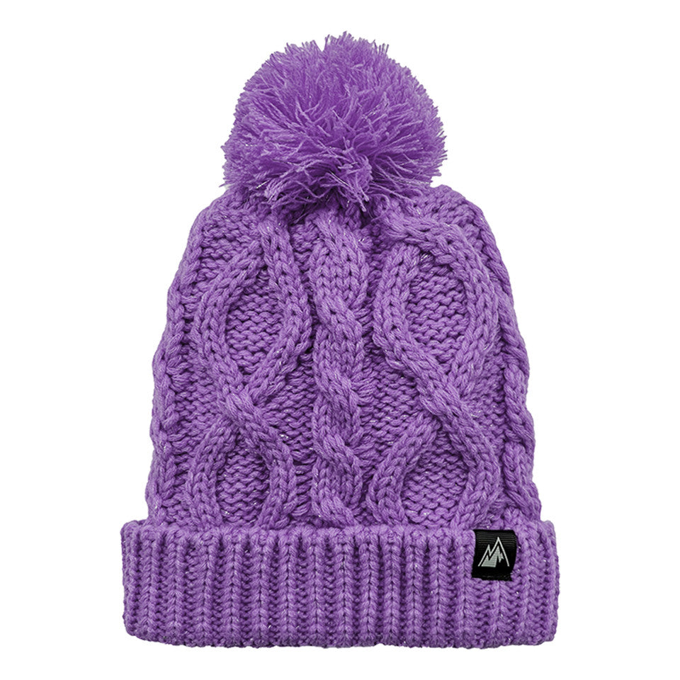 SPARKLE CABLE CUFF HAT PURPLE