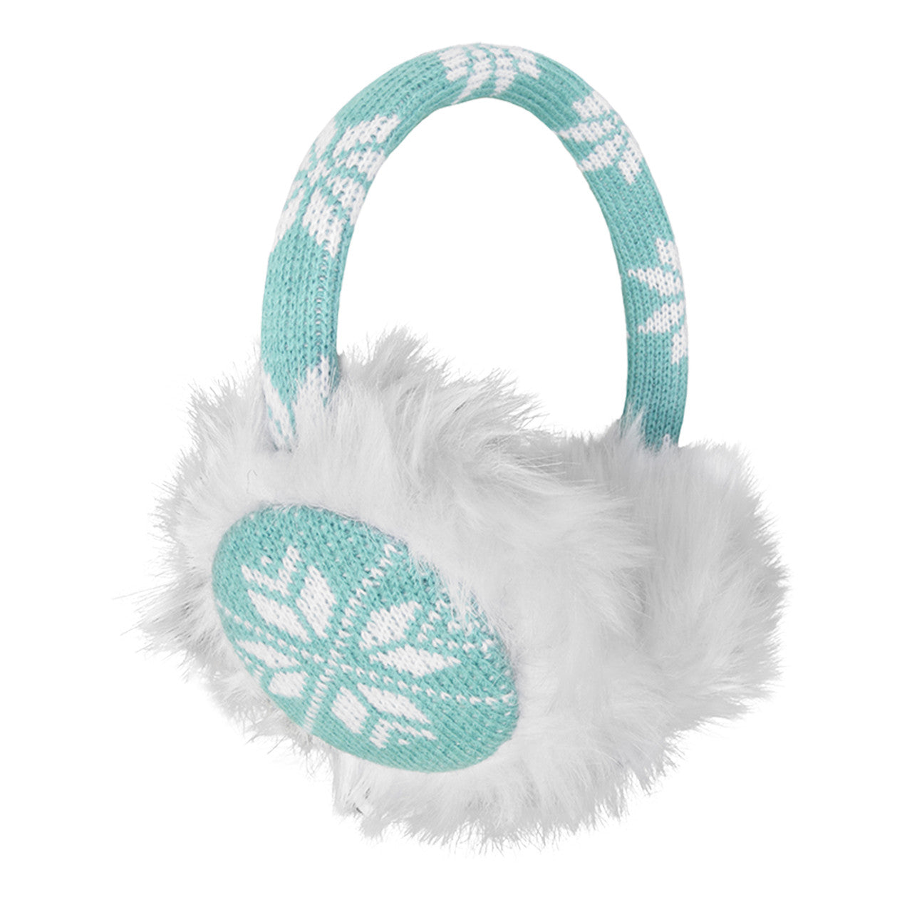 SNOWFLAKE FAUX FUR EARMUFFS AQUA